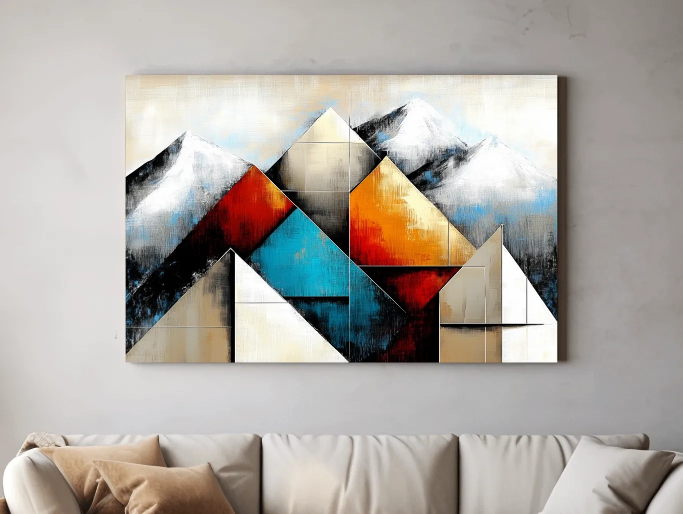 Geometric Abstract Mountain Glacier Painting - Modern Textured Style Wall Art