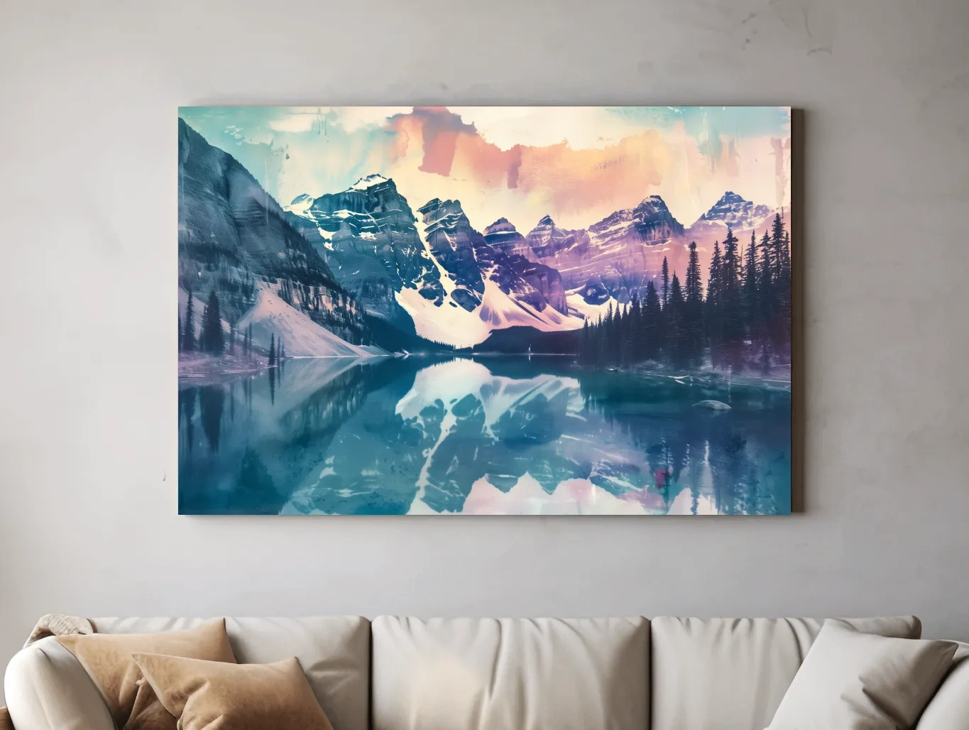 Valley of the Ten Peaks Watercolor Painting - Moraine Lake Banff Wall Art