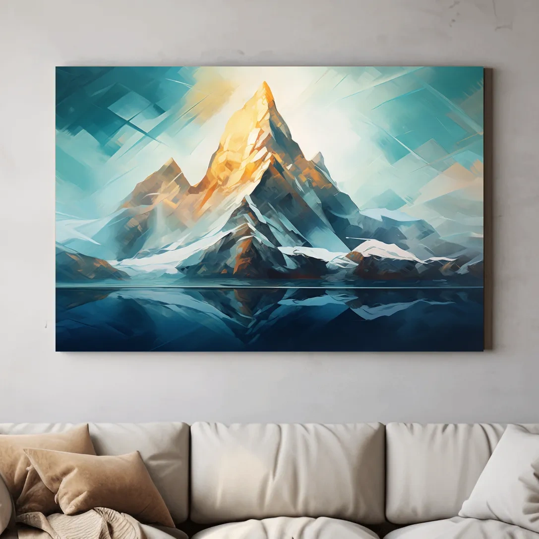 Abstract Alpine Peak Reflection - Modern Mountain Glacier Wall Art