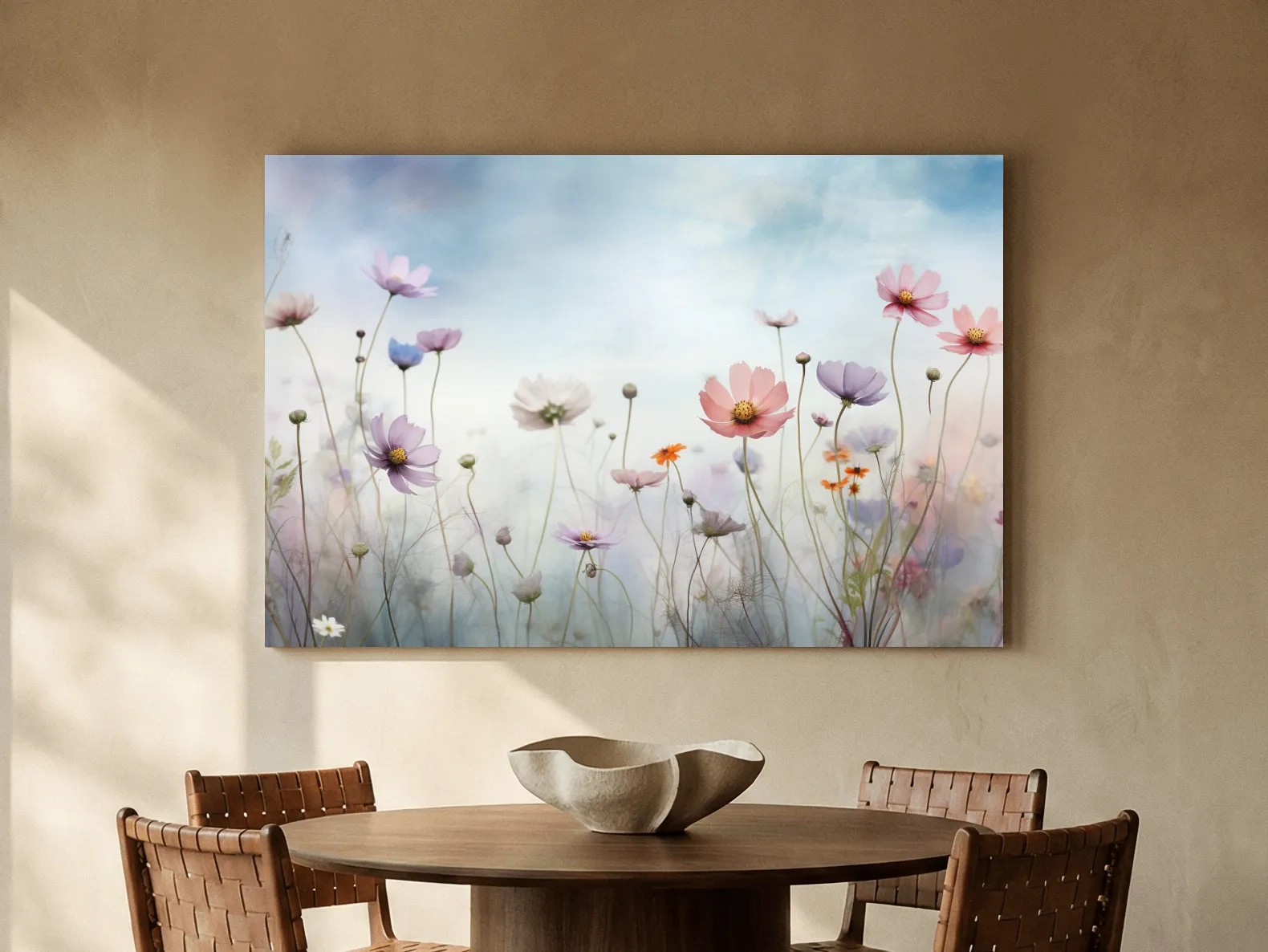 Dreamy Pastel Wildflower Meadow Painting - Soft Watercolor Floral Wall Art