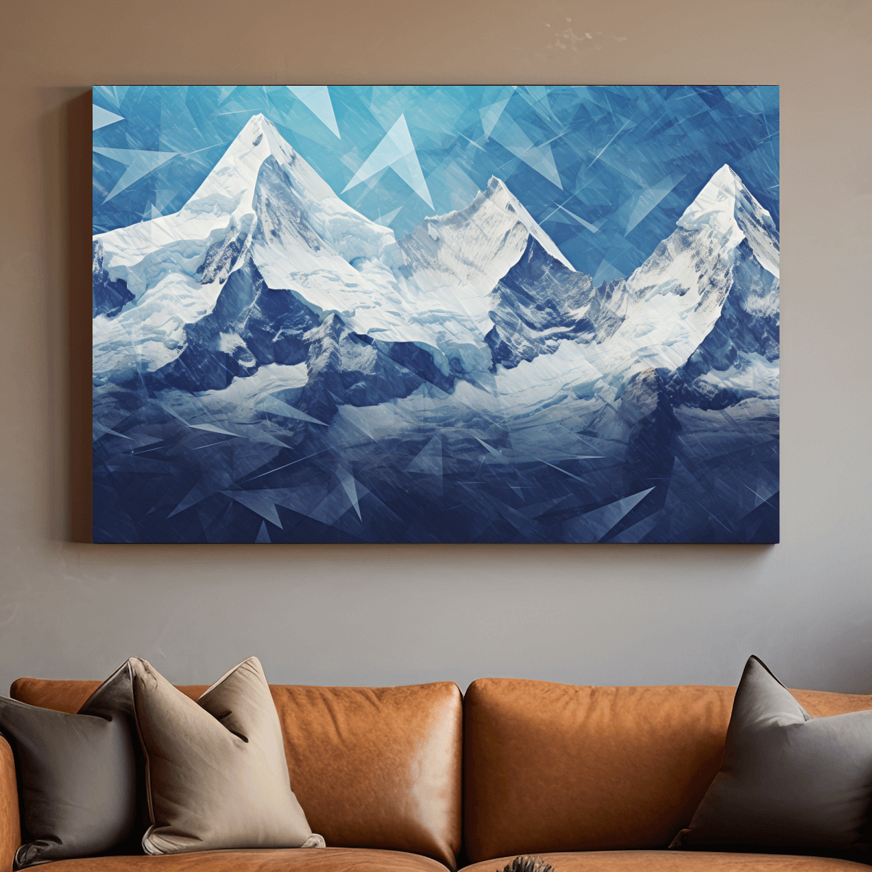 Geometric Icy Glacial Alpine Peaks - Abstract Mountain Landscape Wall Art