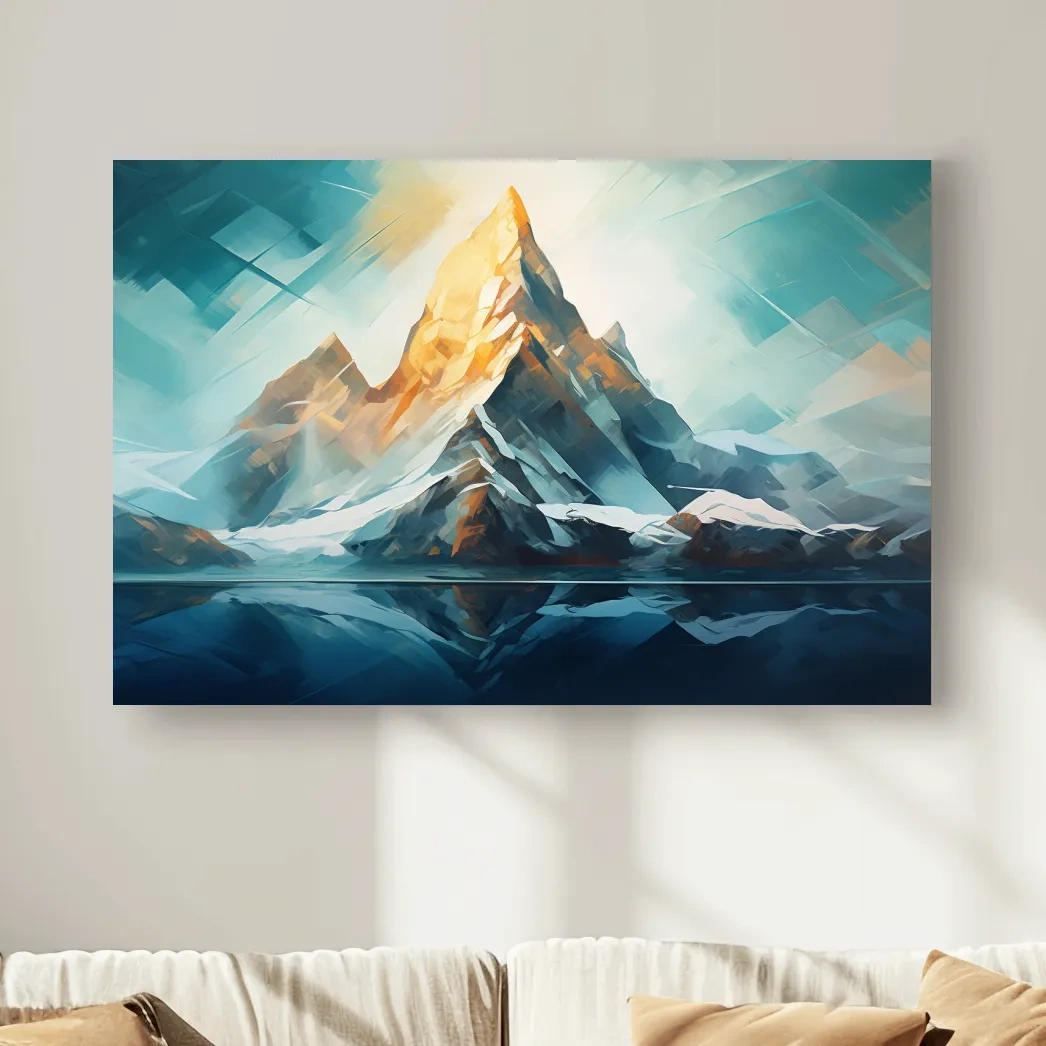 Abstract Alpine Peak Reflection - Modern Mountain Glacier Wall Art