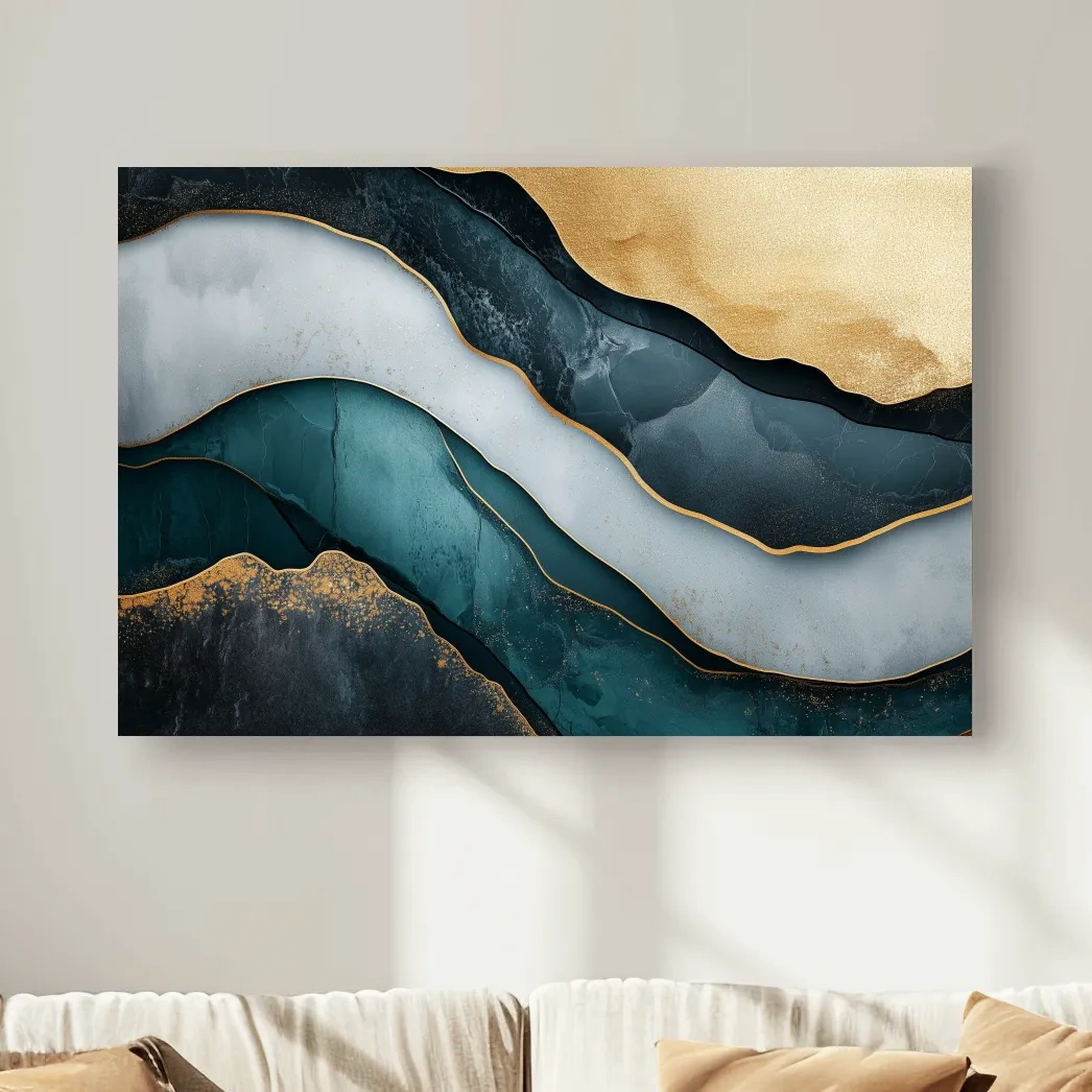Elegant Gold Abstract Layers - Modern Marble Texture Wall Art