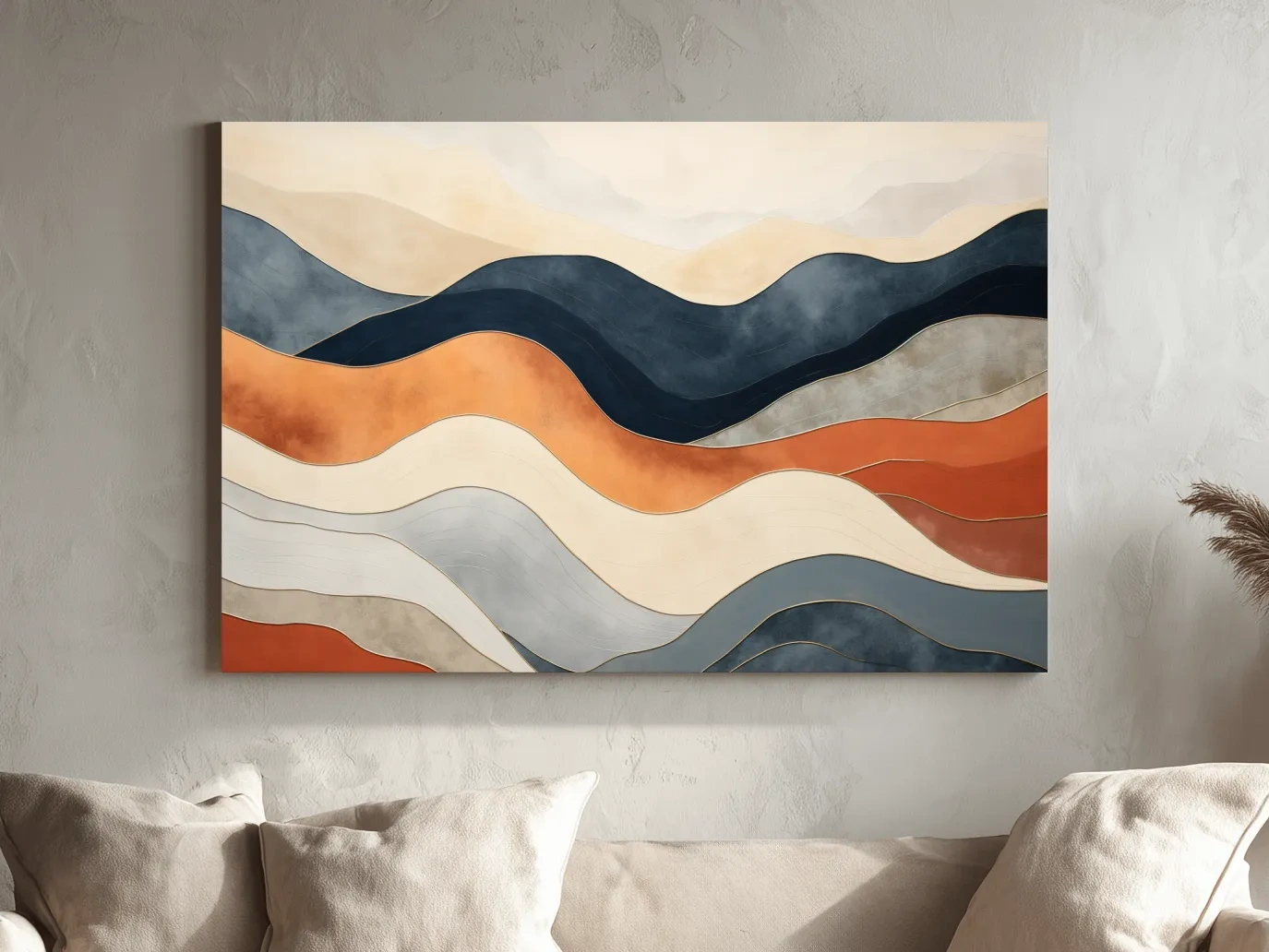 Abstract Wavy Mountain Layers - Mid Century Modern Landscape Wall Art