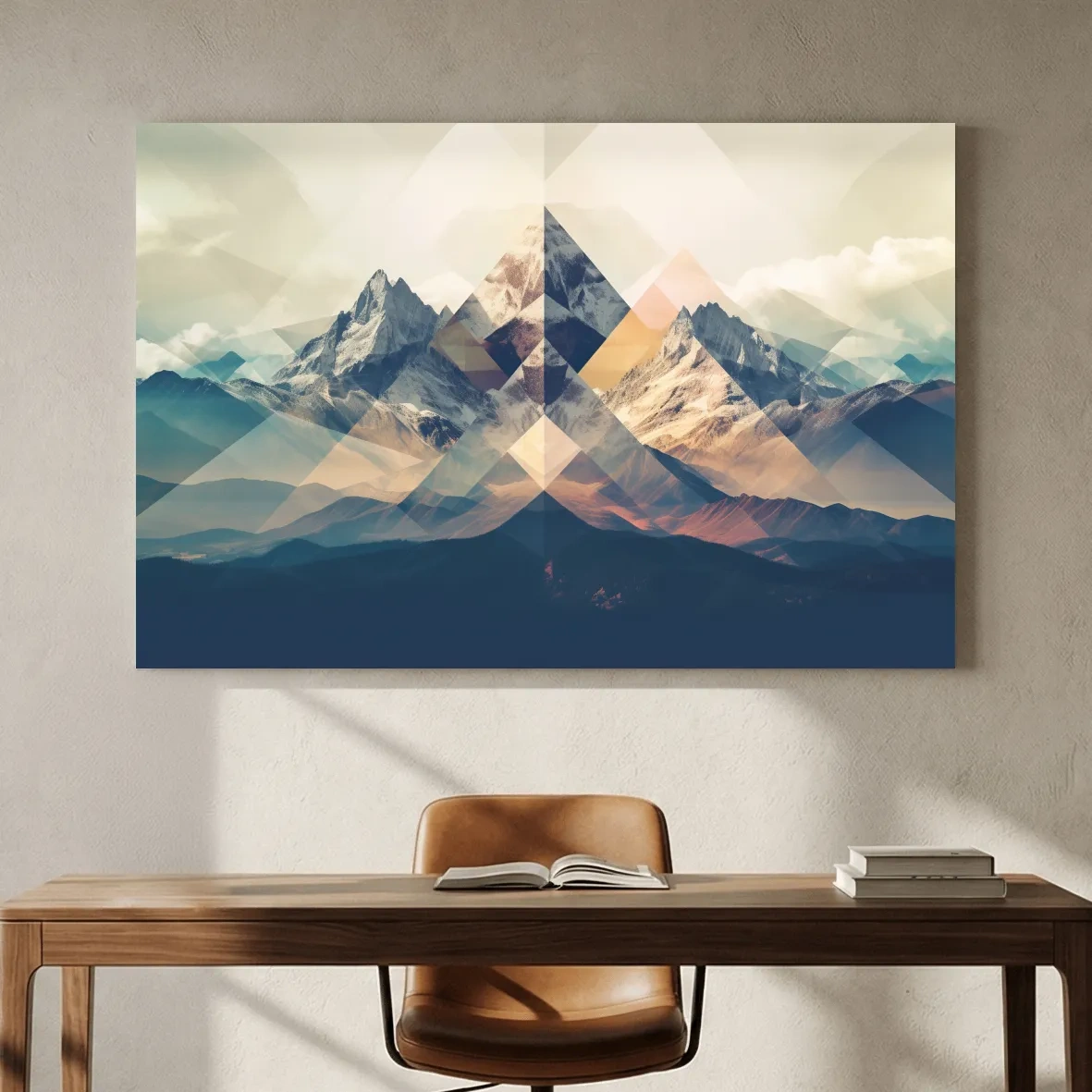 Geometric Abstract Alpine Mountain Peaks - Modern Polygon Landscape Wall Art