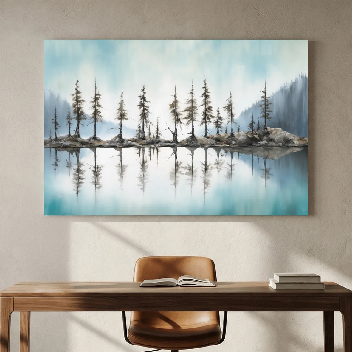 Minimalist Pine Tree Torqouise Alpine Lake Reflection - Pacific Northwest Wall Art