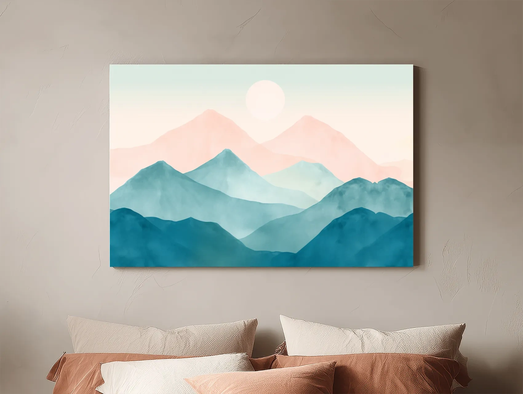 Minimalist Pastel Watercolor Mountains - Serene Abstract Landscape Wall Art