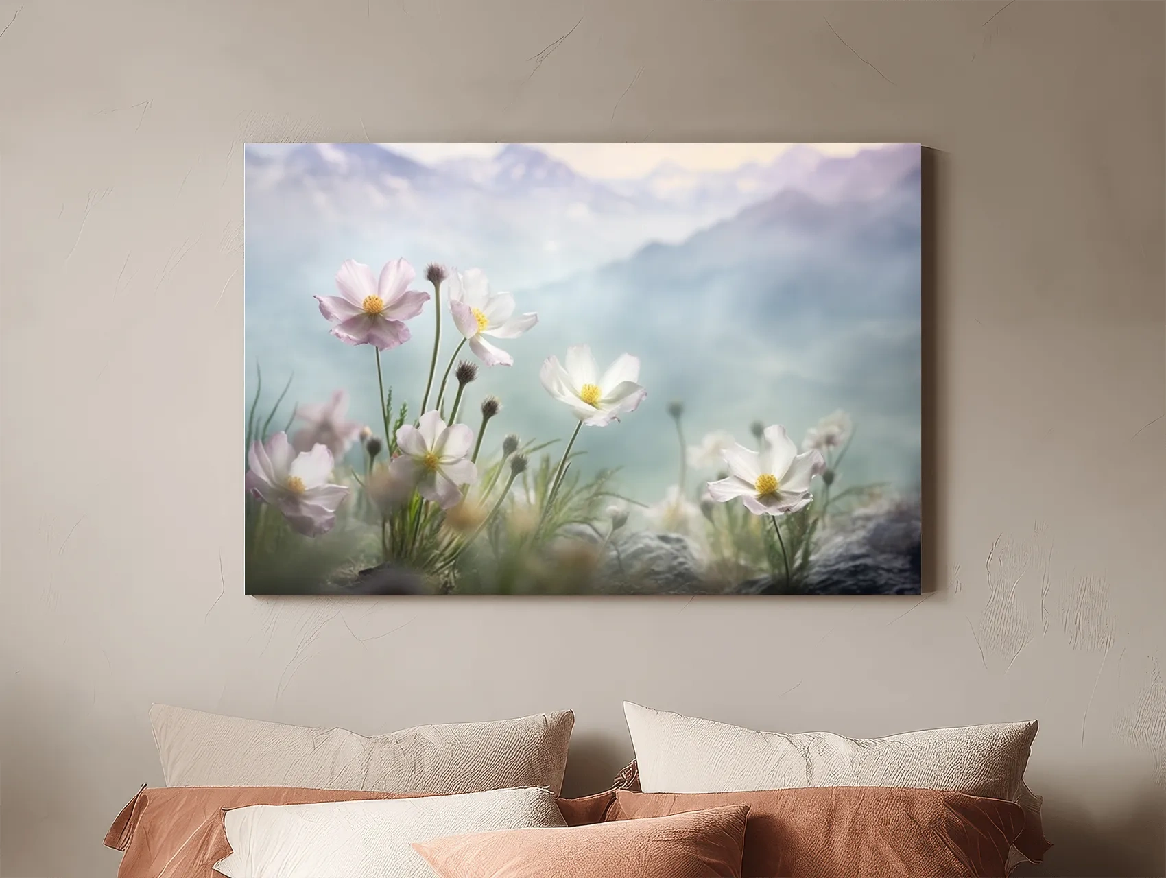 Dreamy Alpine Wildflower Meadow - Soft Pastel Mountain Botanic Artwork