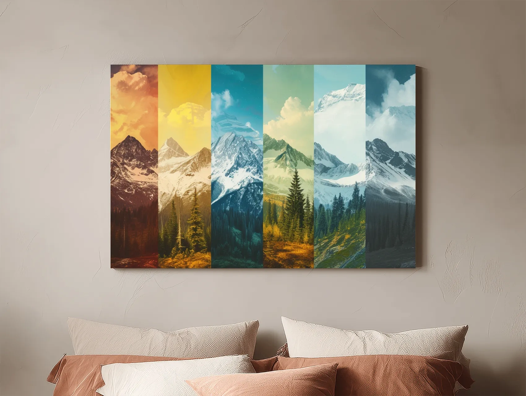 Colorful Mountain Peaks Collage - Modern Alpine Glacier Wall Art
