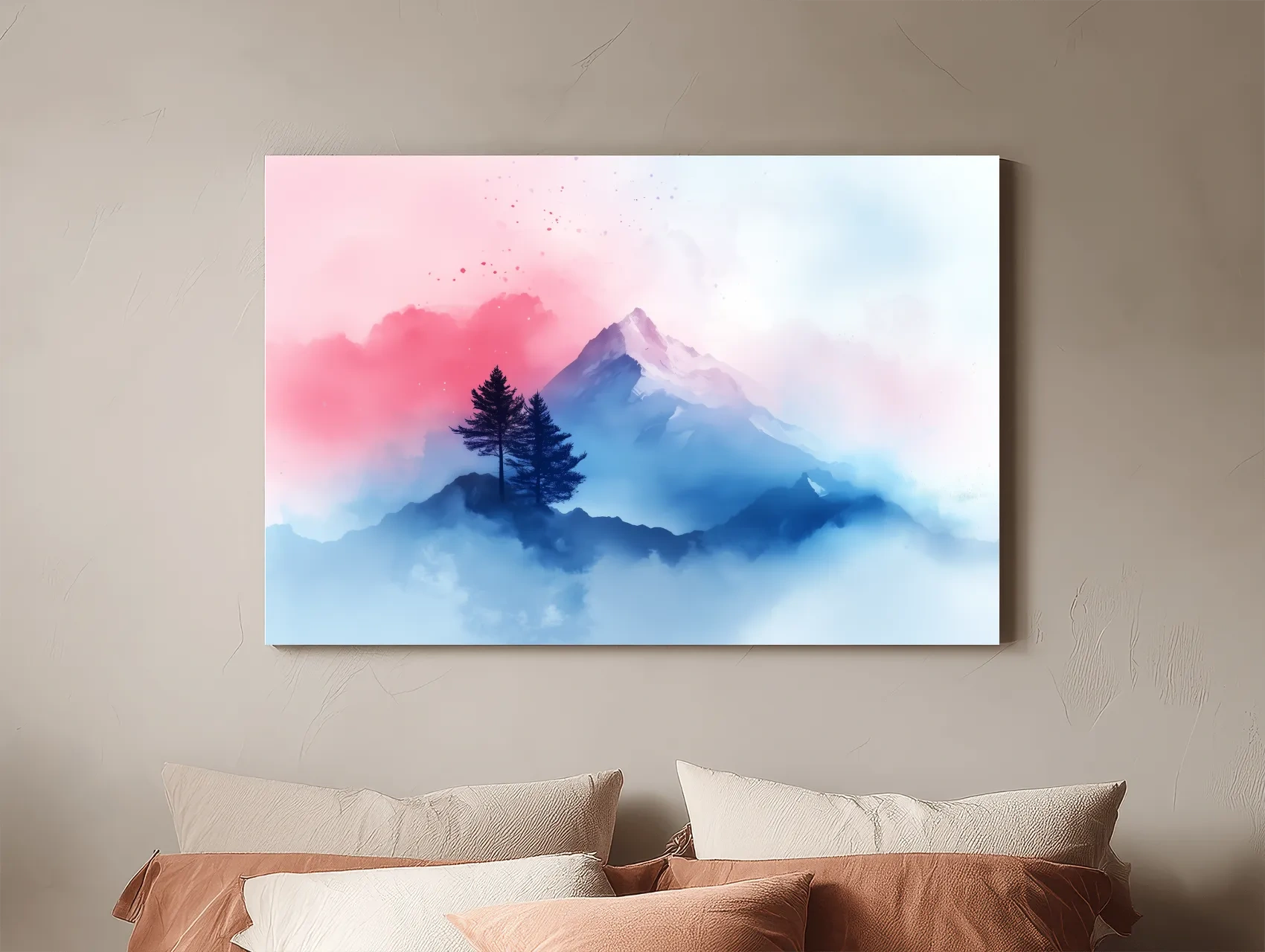 Pastel Watercolor Glacier Peak In The Clouds - Dreamy Alpine Wall Art