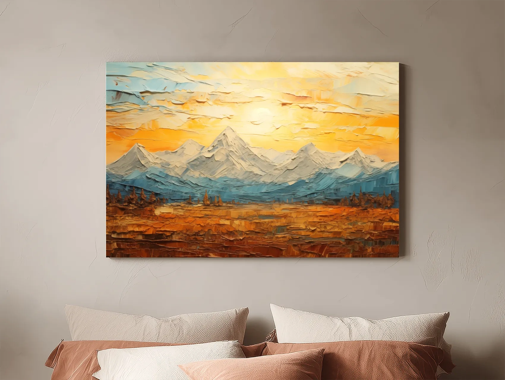Abstract Glacier Sunrise Landscape - Impasto Style Wall Art