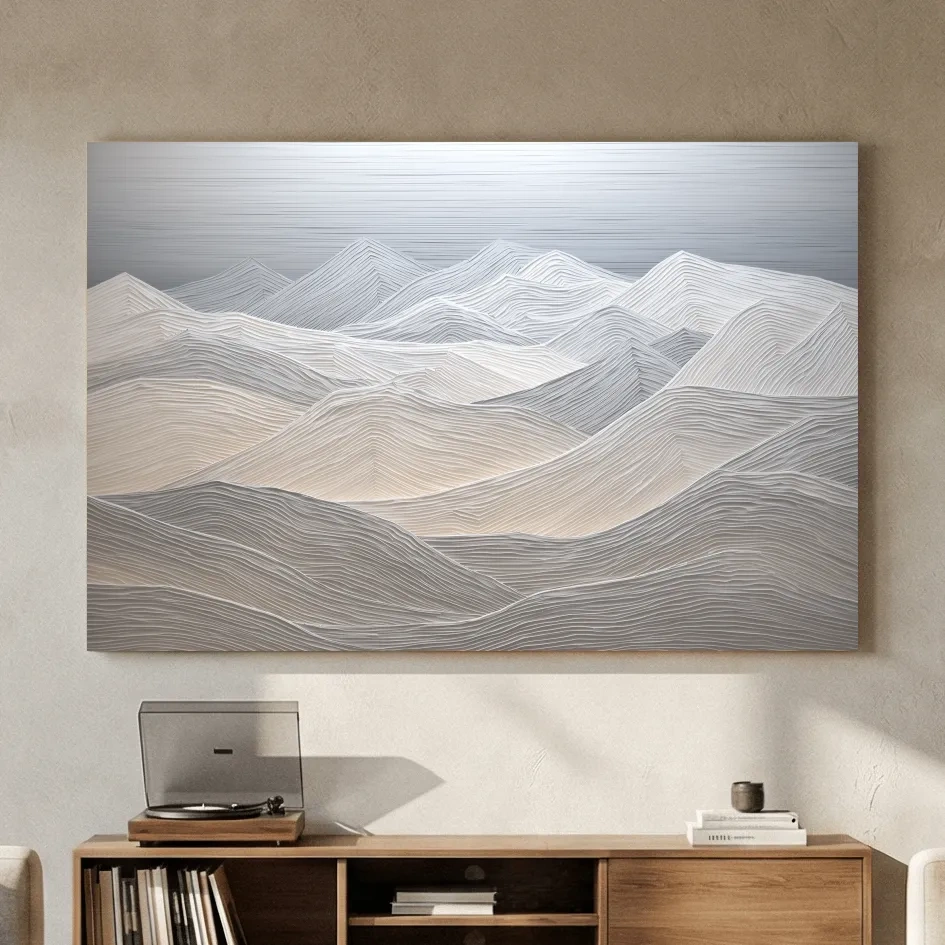 Minimalist Topographic Mountain Ridges - 3D Painting Effect Wall Art