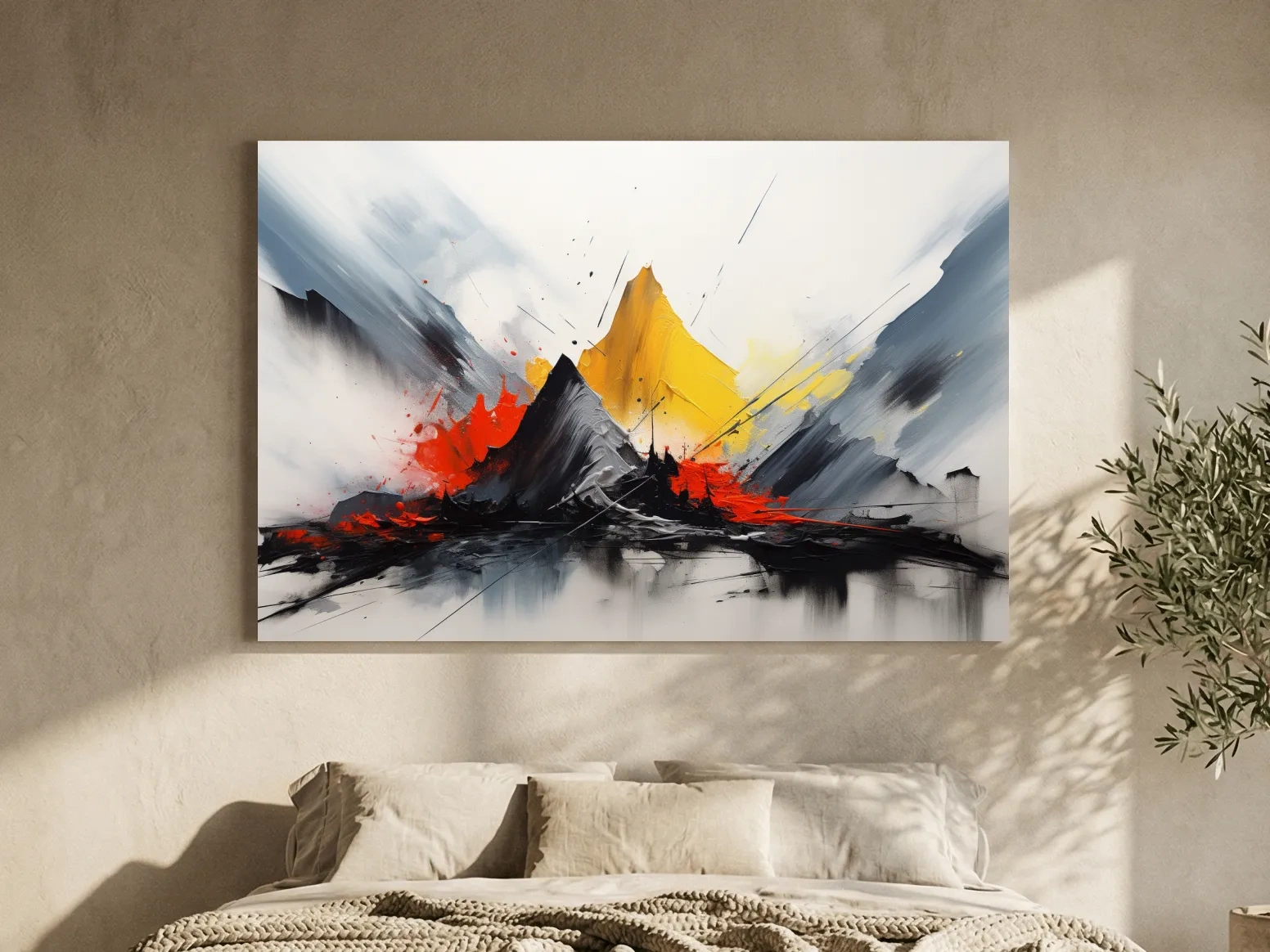 Abstract Mountain Peaks Painting - Modern Impasto Style Wall Art