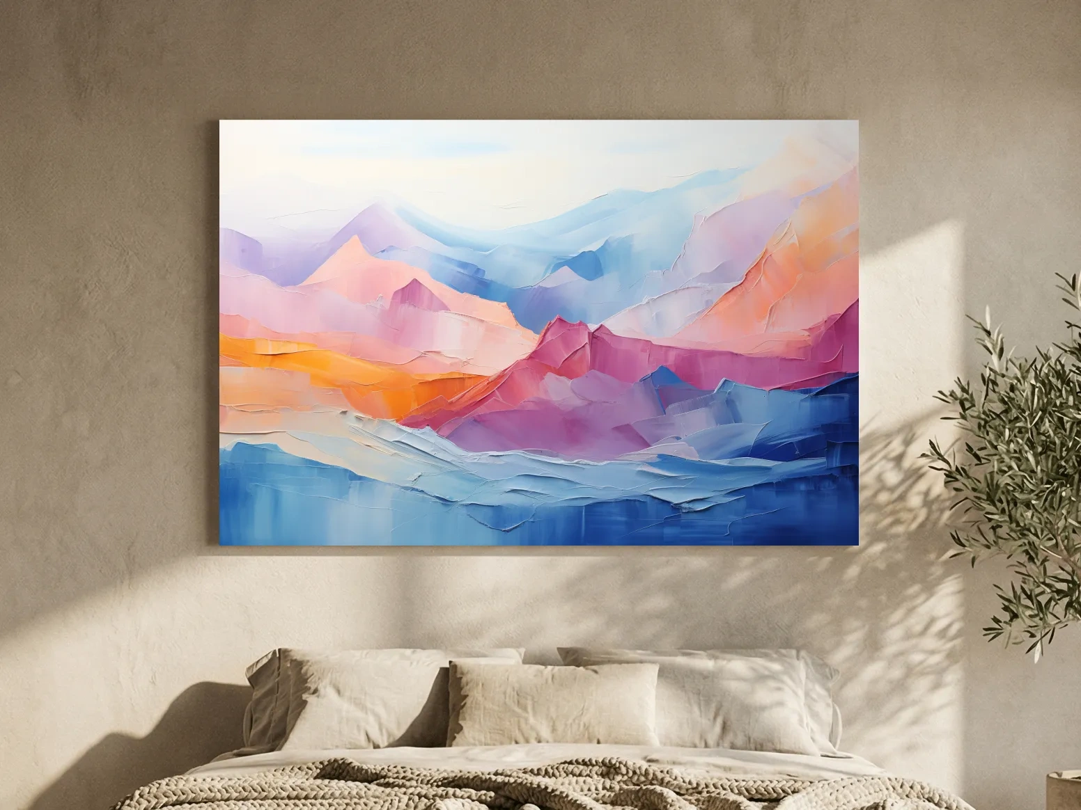 Vibrant Pastel Abstract Mountain Landscape - Colorful Mountain Wall Art