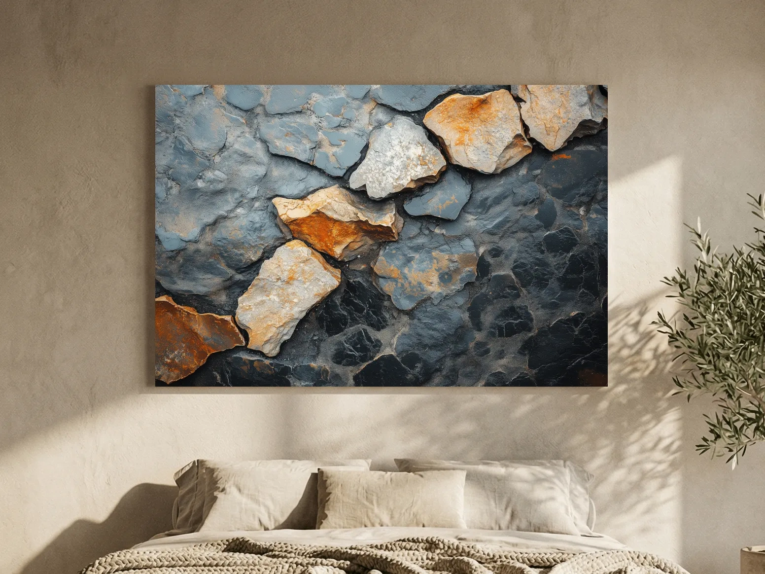 Textured Slate Stone Abstract - Modern Rustic Rock Wall Art
