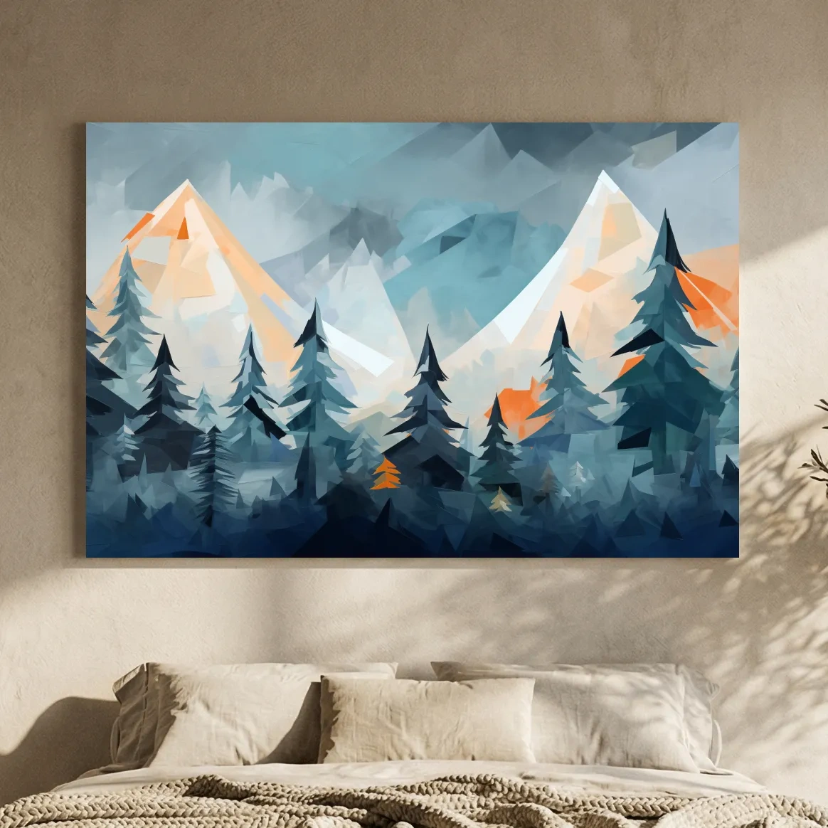 Geometric Alpine Peaks And Pine Forest - Abstract Mountain Landscape Wall Art