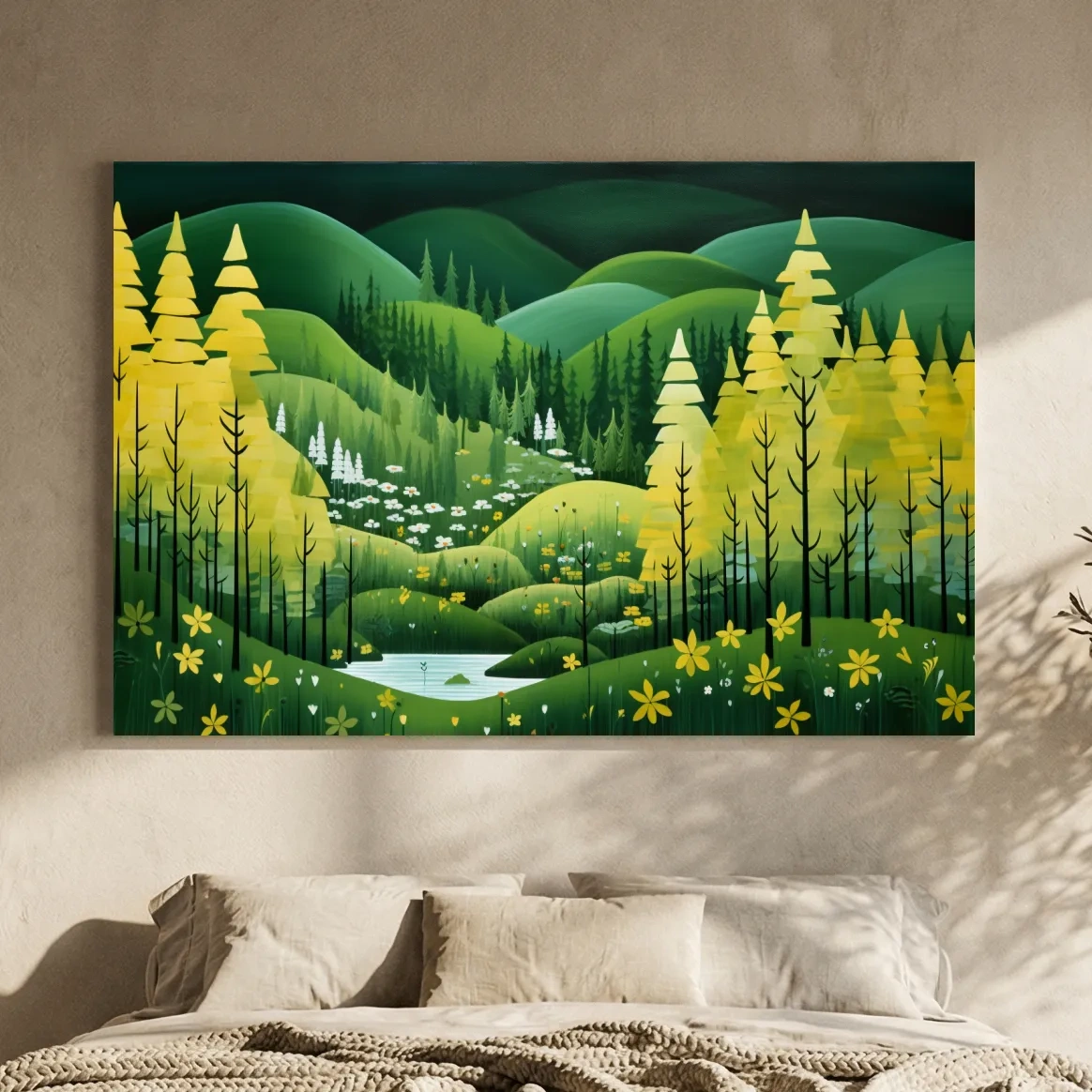 Whimsical Autumn Mountain Valley - Wildflower Forest Wall Art