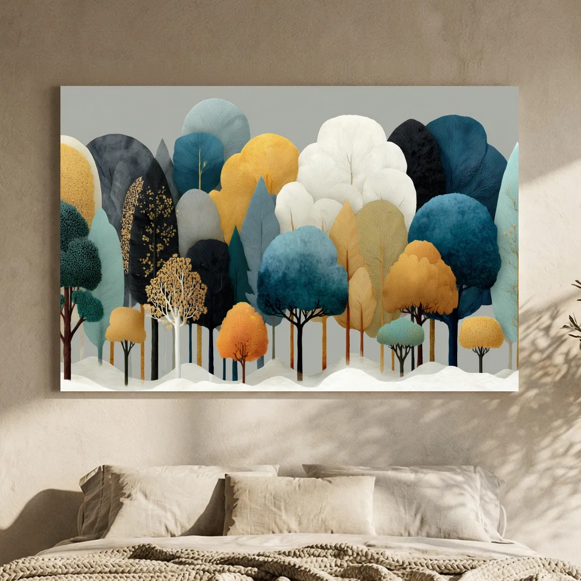 Scandinavian Winter Forest Trees Illustration - Modern Boho Nature Wall Art