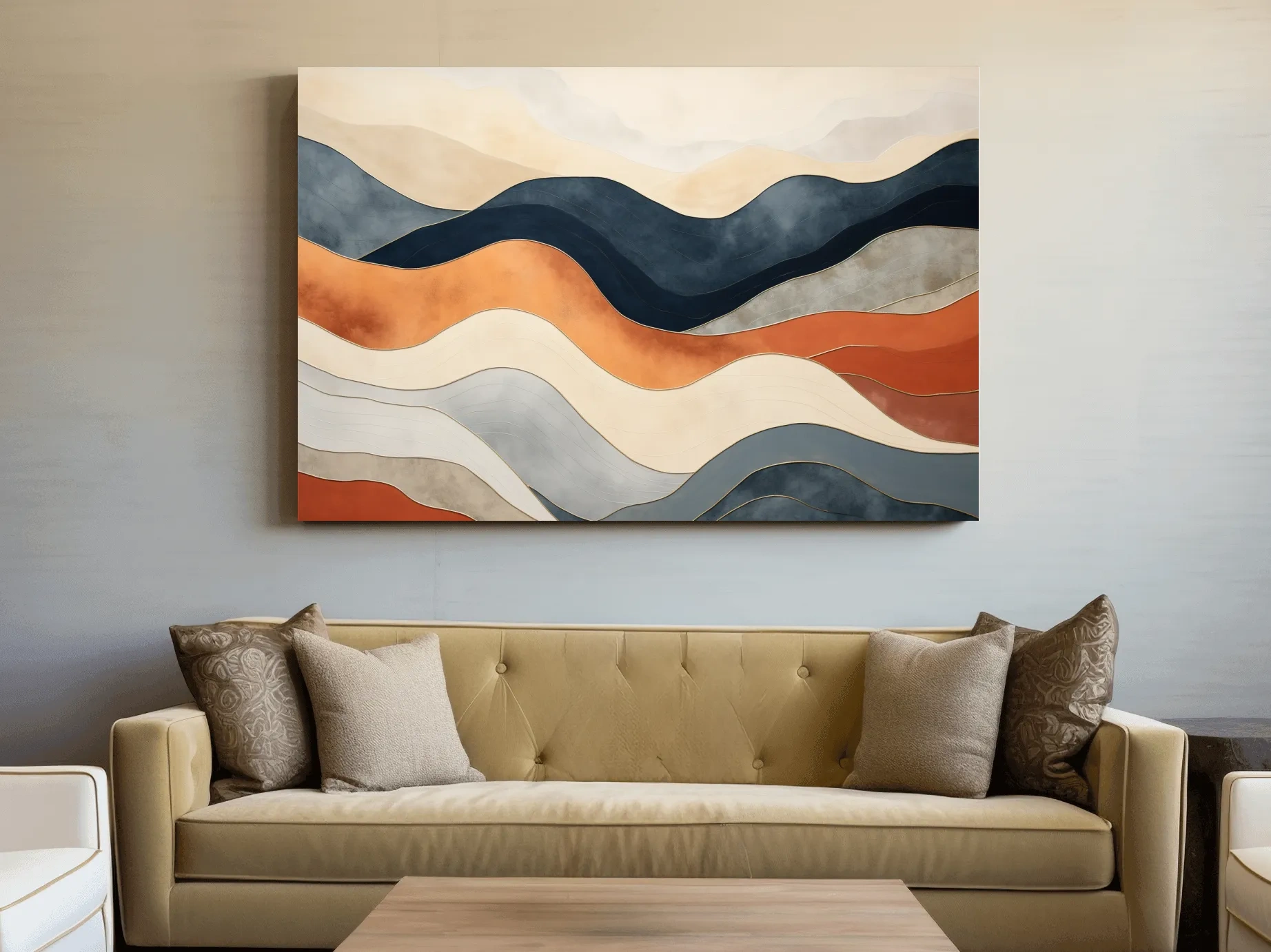 Abstract Wavy Mountain Layers - Mid Century Modern Landscape Wall Art