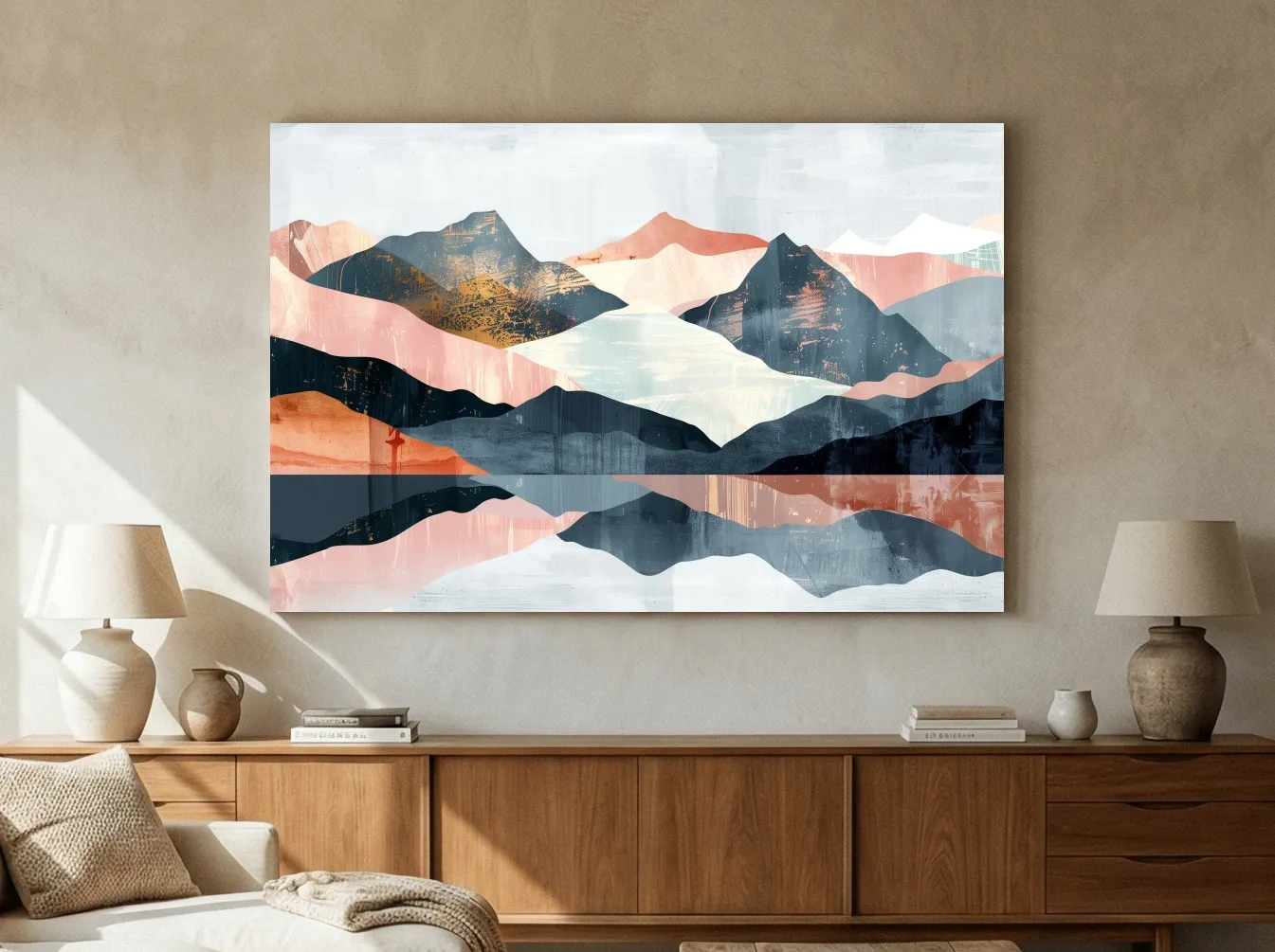 Abstract Pastel Mountain Peaks - Modern Landscape Wall Art