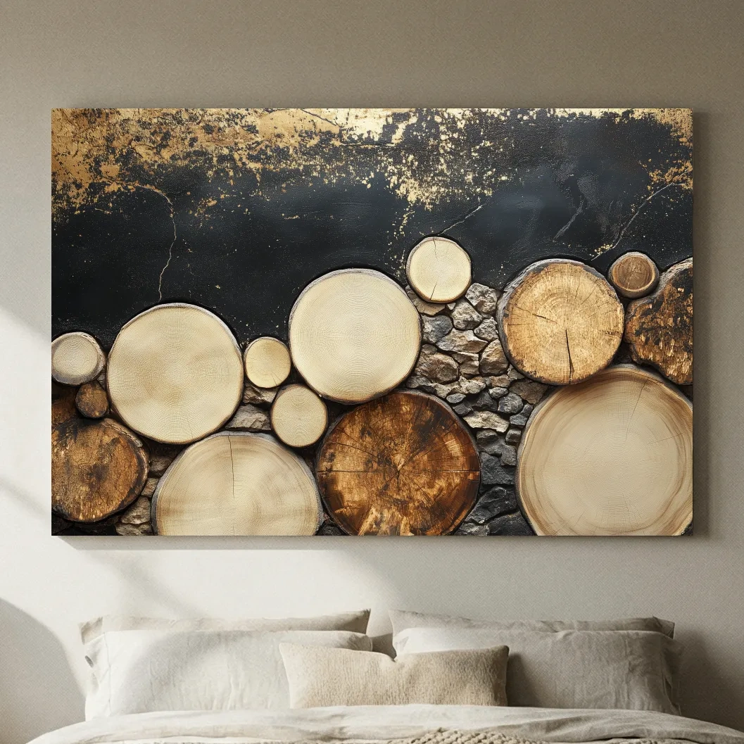 Rustic Wood & Stone Texture - Modern Farmhouse Wall Art