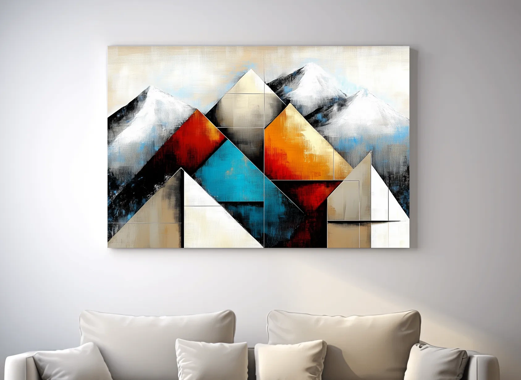 Geometric Abstract Mountain Glacier Painting - Modern Textured Style Wall Art