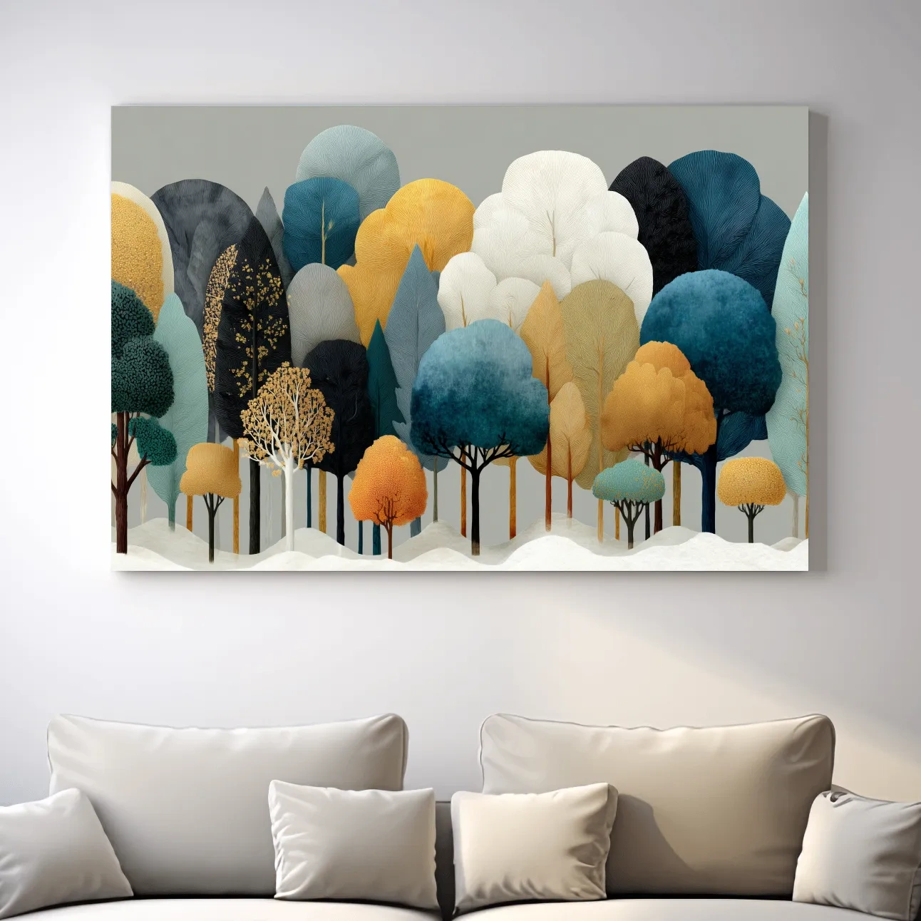 Scandinavian Winter Forest Trees Illustration - Modern Boho Nature Wall Art