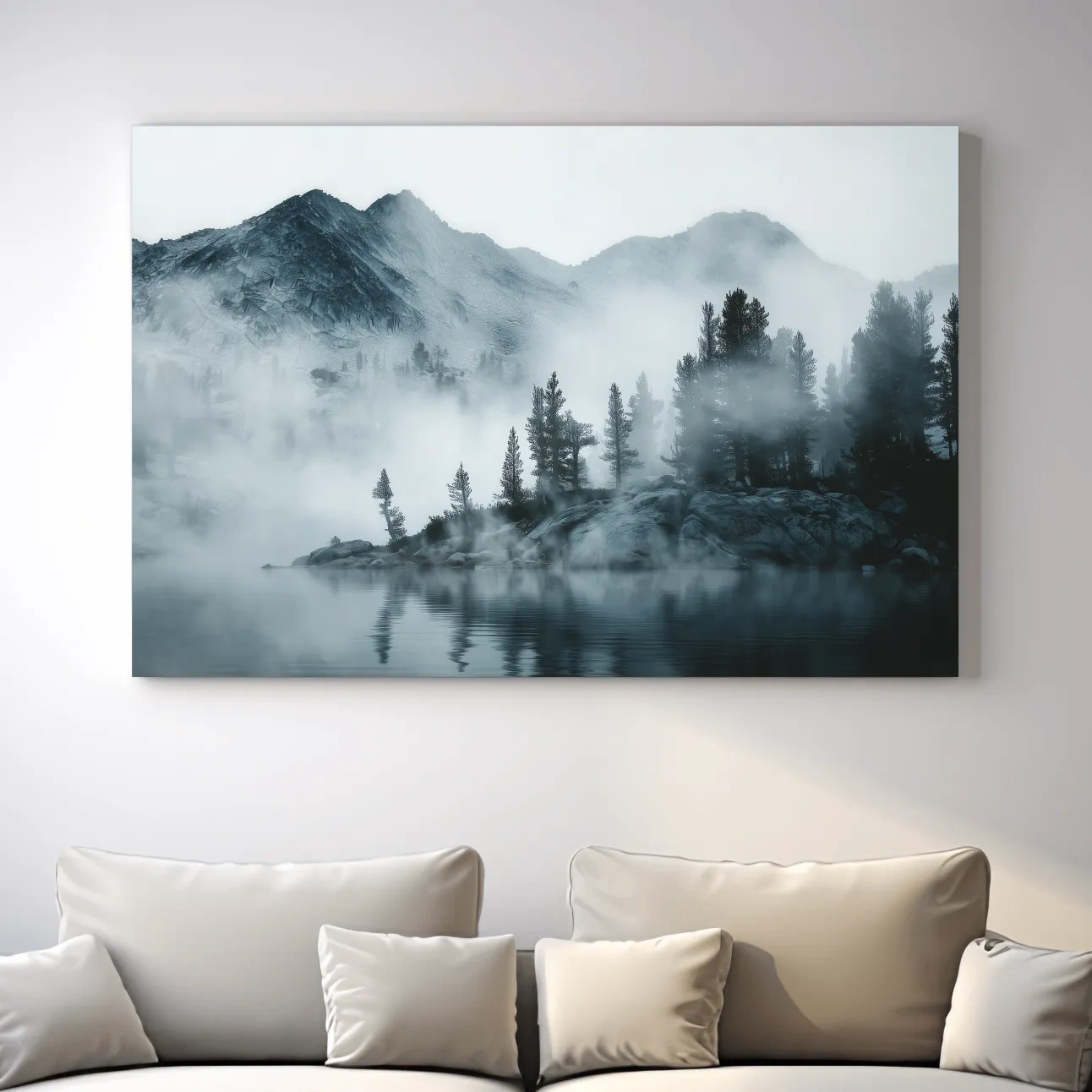 Frosty Alpine Mountain Lake Photography - Black & White Landscape Wall Art