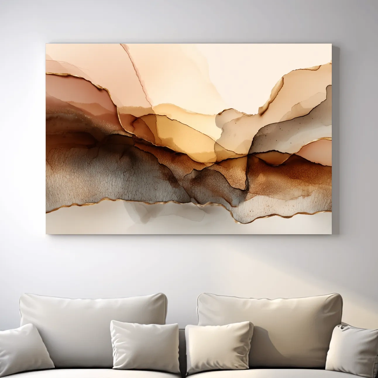 Abstract Alcohol Ink Landscape Painting - Modern Minimalist Wall Art