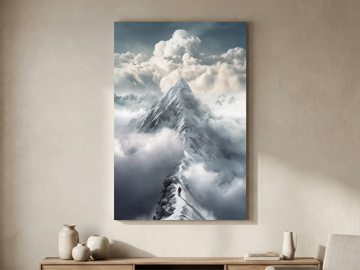 Snowcapped Peak Above The Clouds - Dramatic Alpine Summit Wall Art