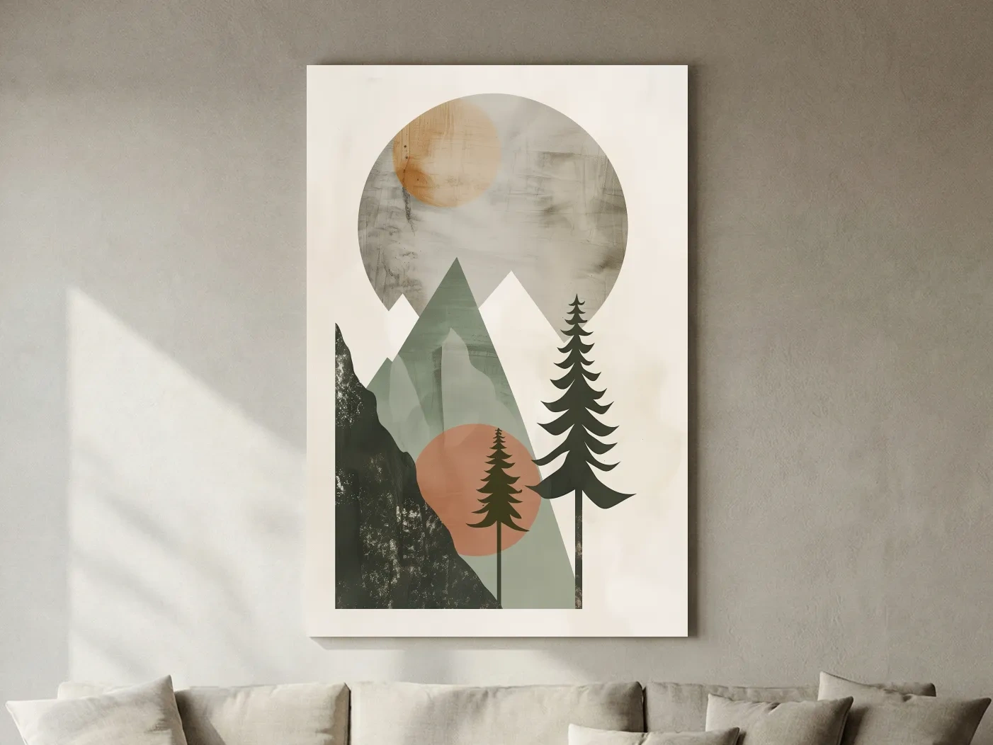 Minimalist Scandinavian Mountain Pines Landscape - Modern Boho Wall Art