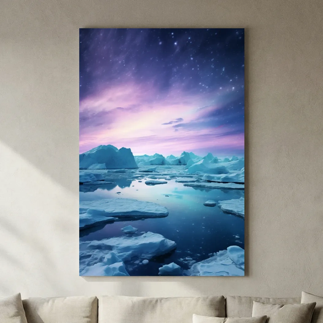 Ethereal Arctic Iceberg Aurora Sky - Dreamy Polar Northern Lights Wall Art