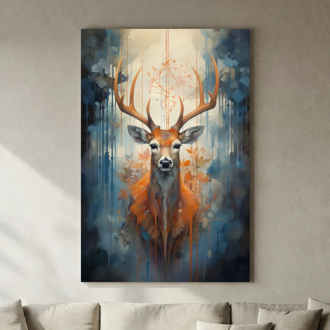 Majestic Stag Portrait - Abstract Wildlife Painting Wall Art