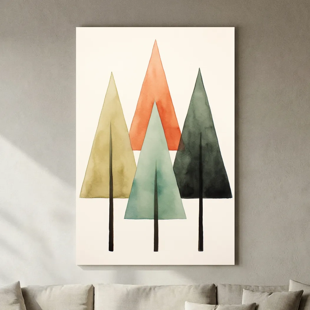 Minimalist Watercolor Pine Tree Trio - Scandinavian Forest Wall Art