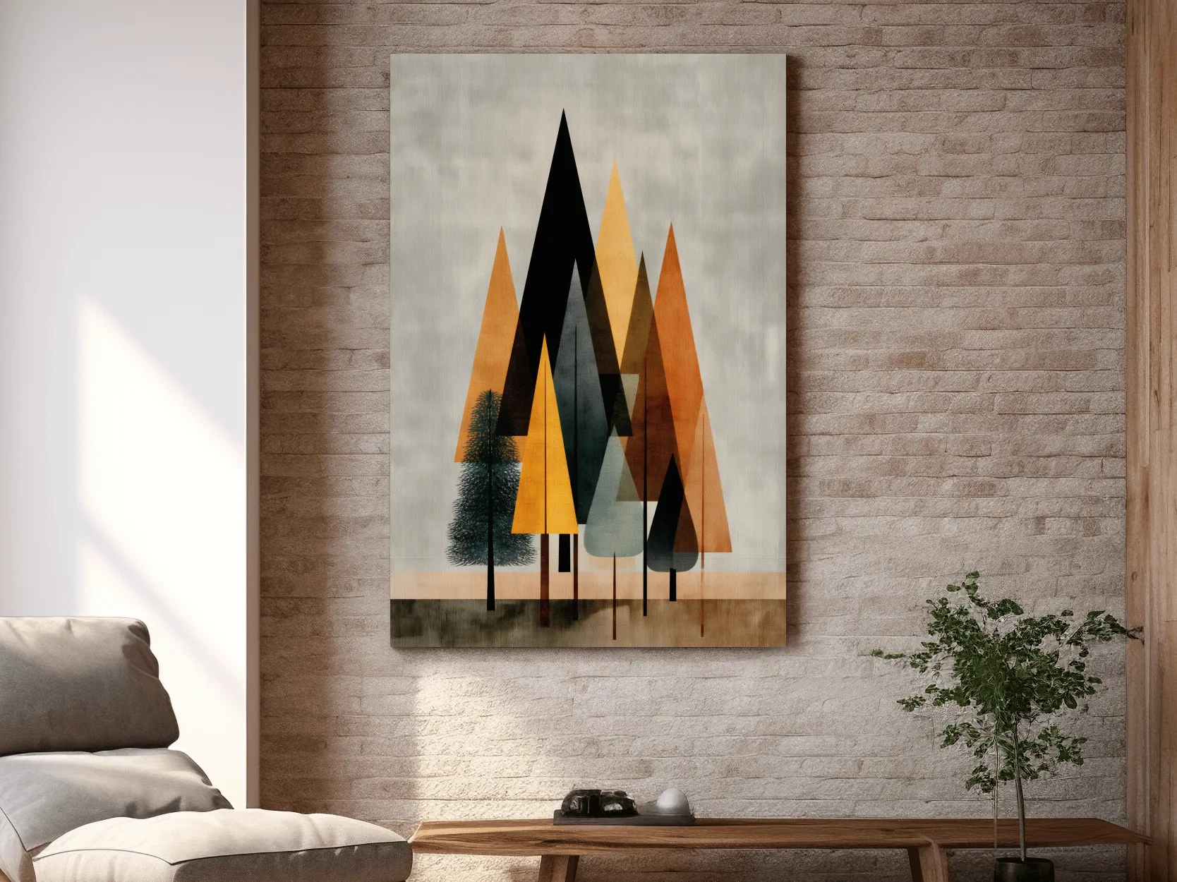 Minimalist Geometric Pine Tree Forest - Mid Century Modern Scandinavian Wall Art