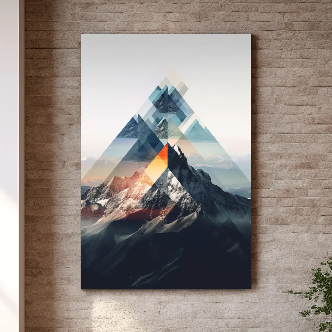 Geometric Abstract Mountain Peak Collage - Minimalist Landscape Artwork