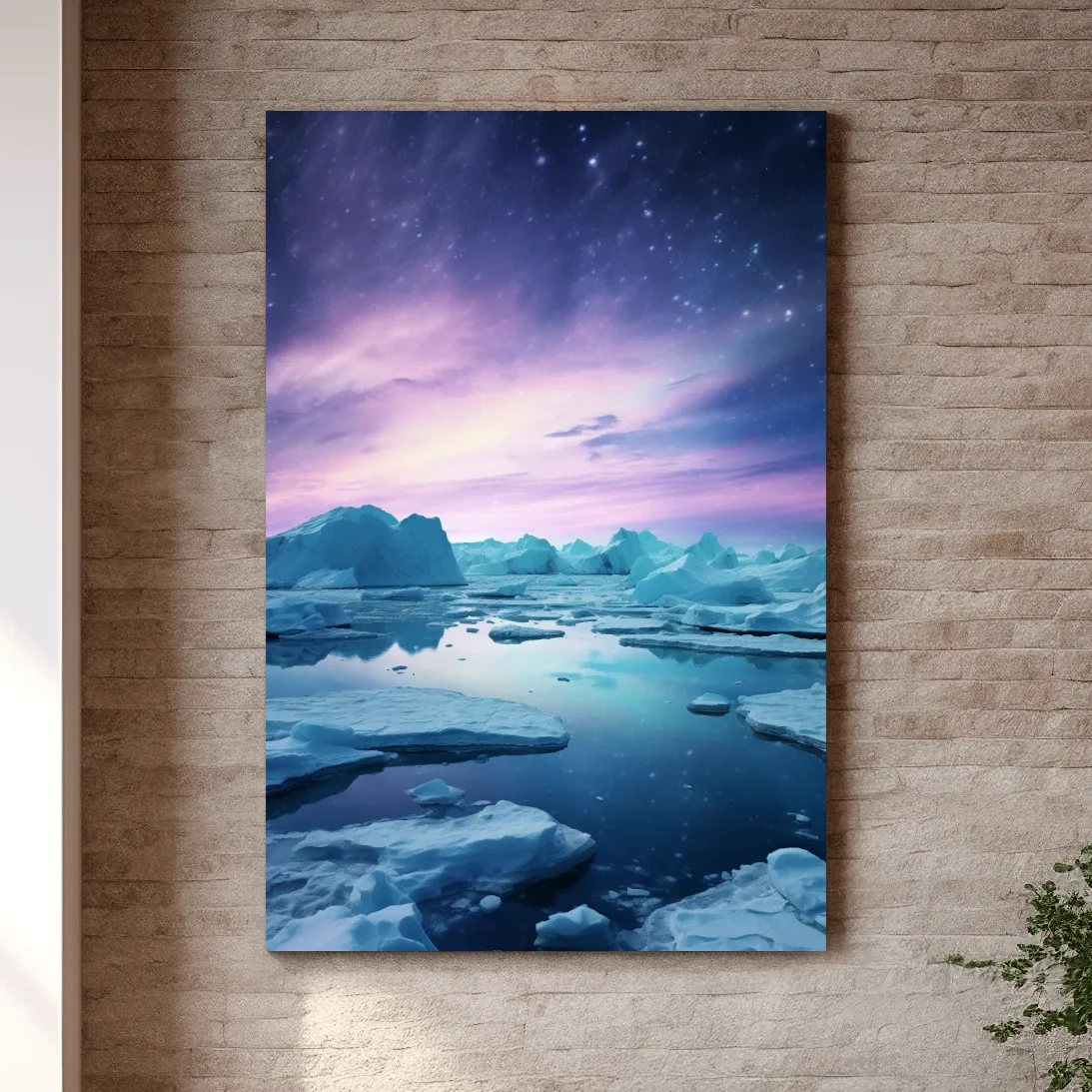 Ethereal Arctic Iceberg Aurora Sky - Dreamy Polar Northern Lights Wall Art