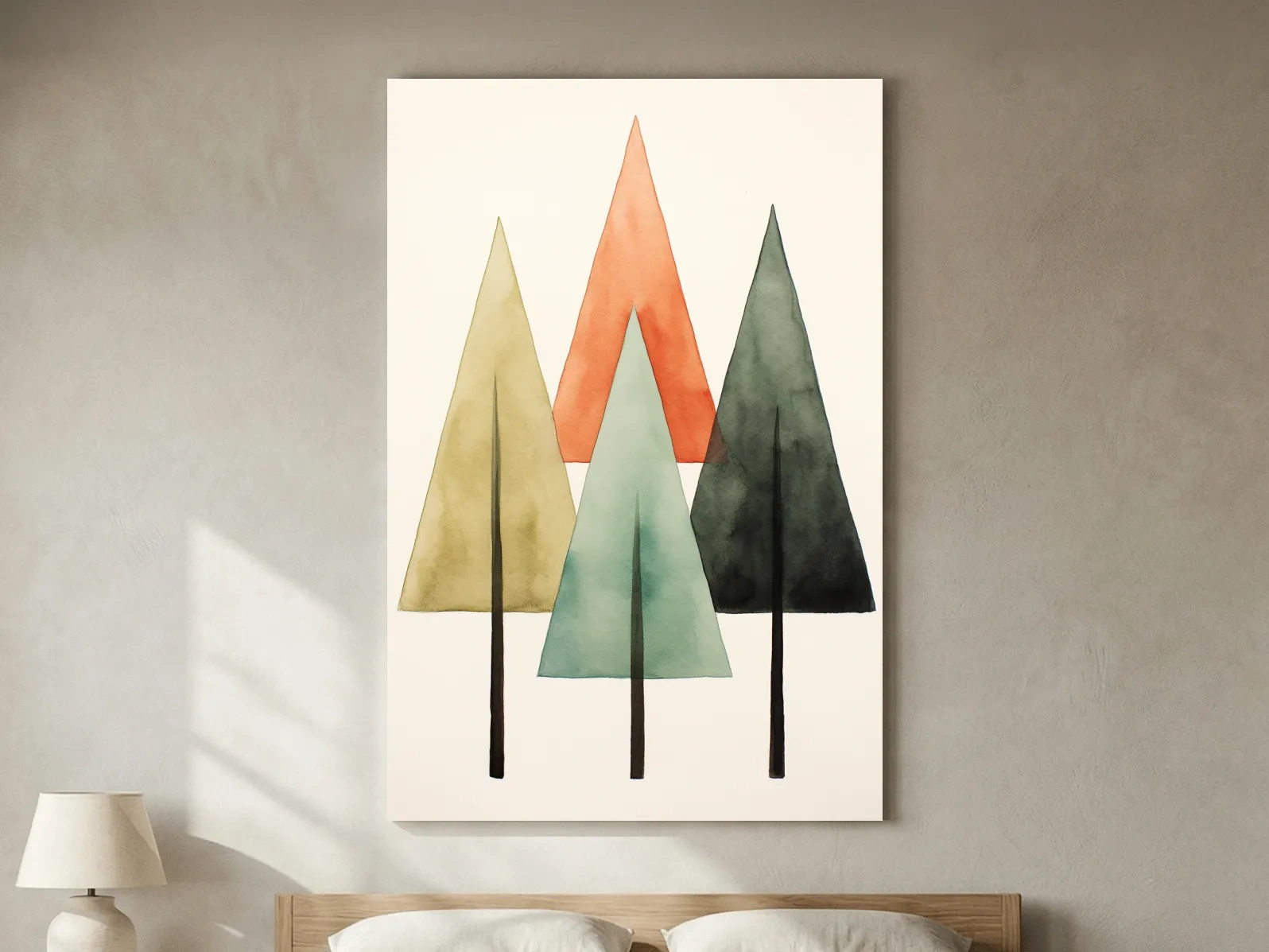 Minimalist Watercolor Pine Tree Trio - Scandinavian Forest Wall Art