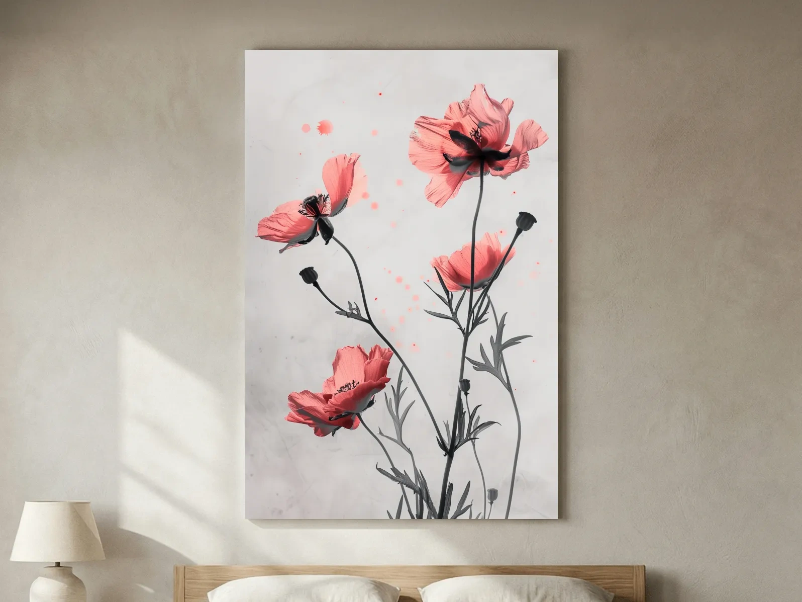Poppy Flowers Watercolor Illustration - Minimalist Botanical Wall Art
