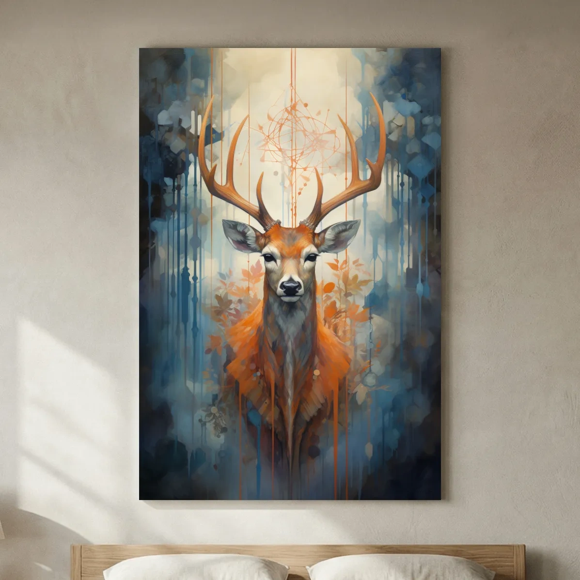 Majestic Stag Portrait - Abstract Wildlife Painting Wall Art