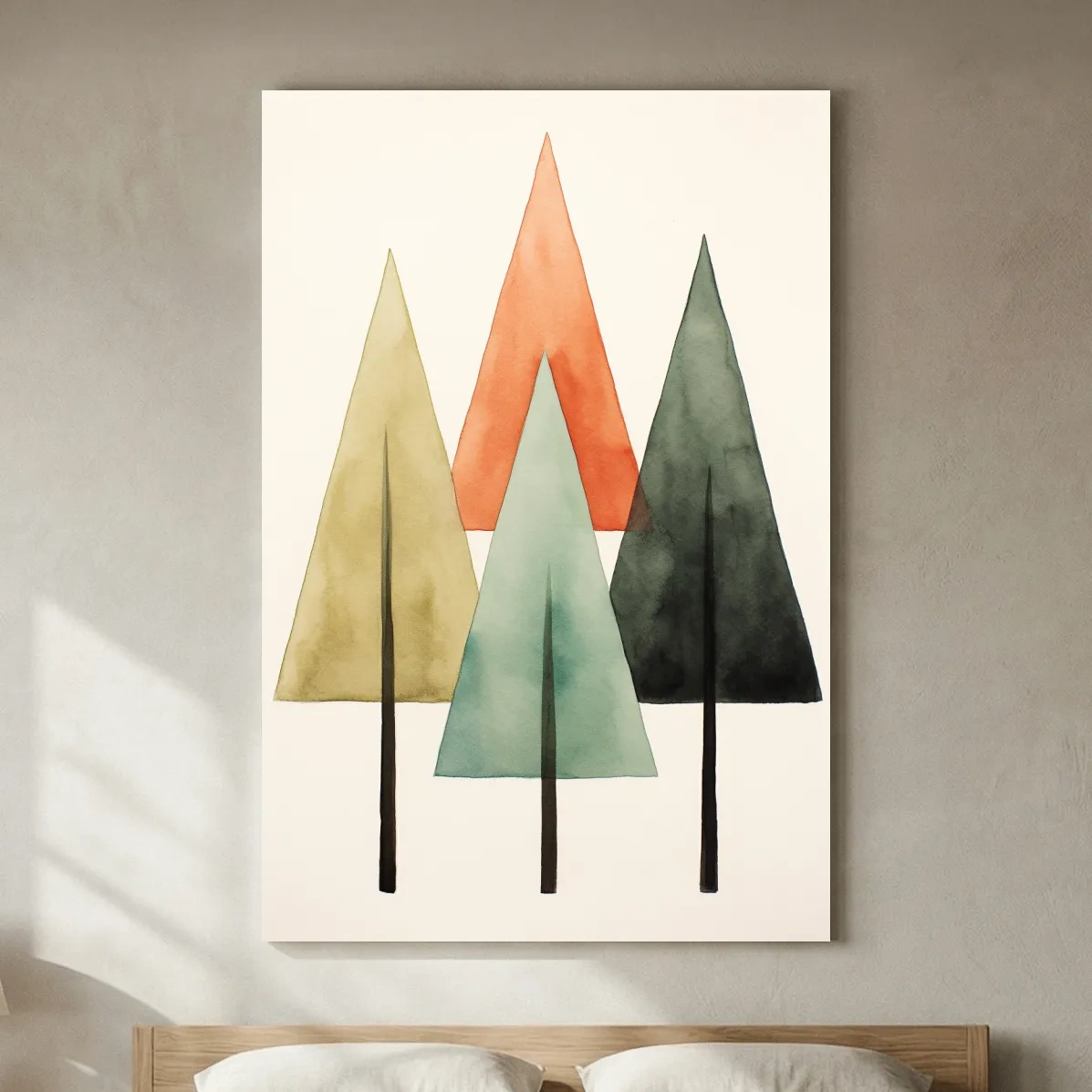 Minimalist Watercolor Pine Tree Trio - Scandinavian Forest Wall Art