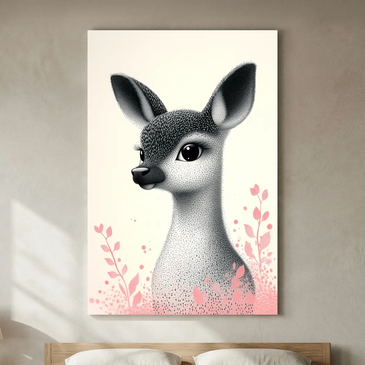 Cute Baby Deer Portrait Illustration - Childrens Nursery Animal Wall Art