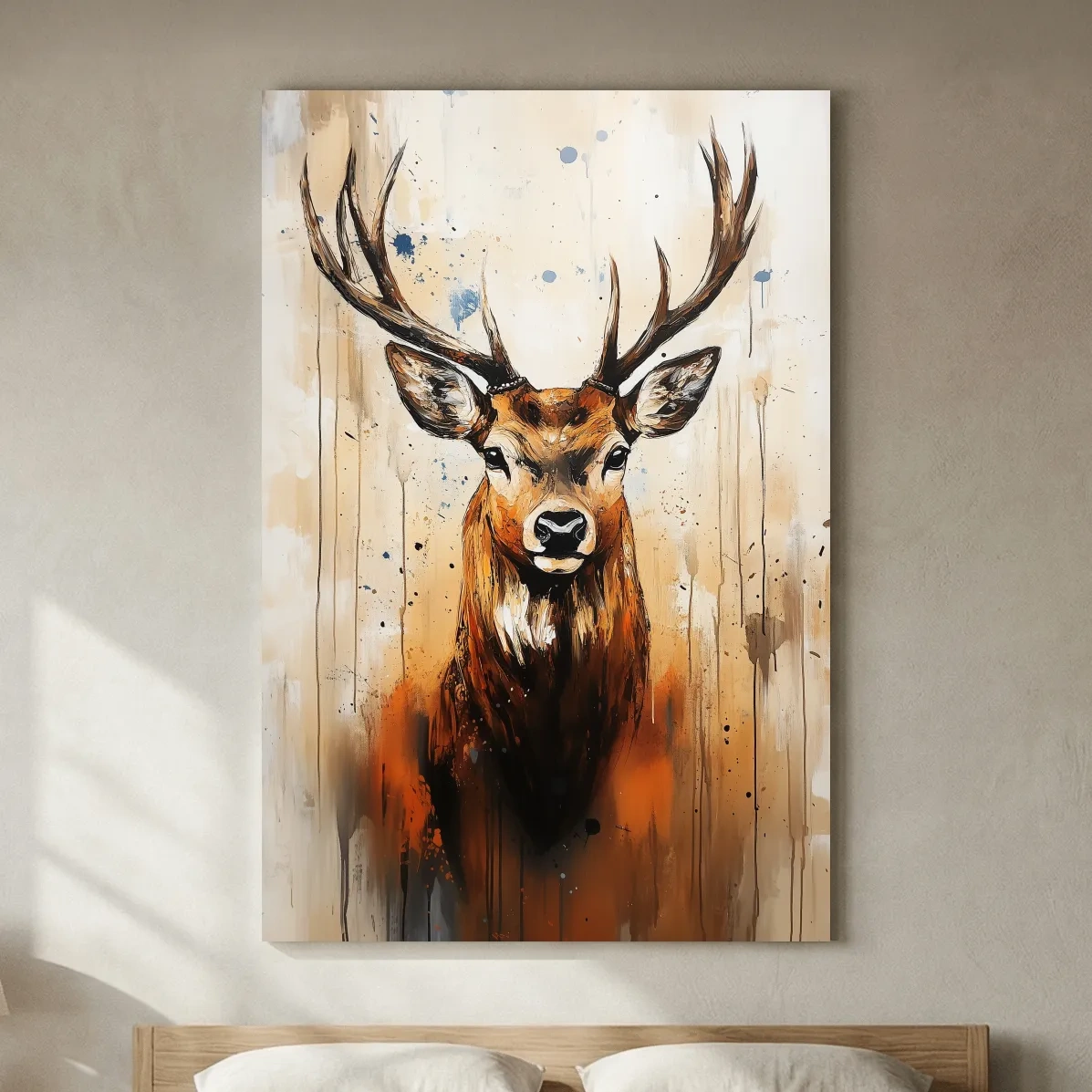Impasto Style Deer Stag Portrait - Rustic Wildlife Wall Art