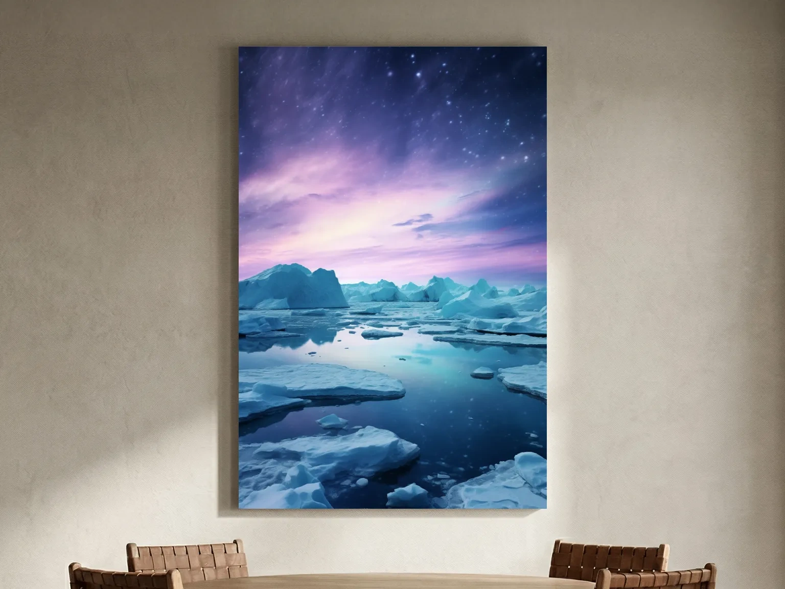 Ethereal Arctic Iceberg Aurora Sky - Dreamy Polar Northern Lights Wall Art