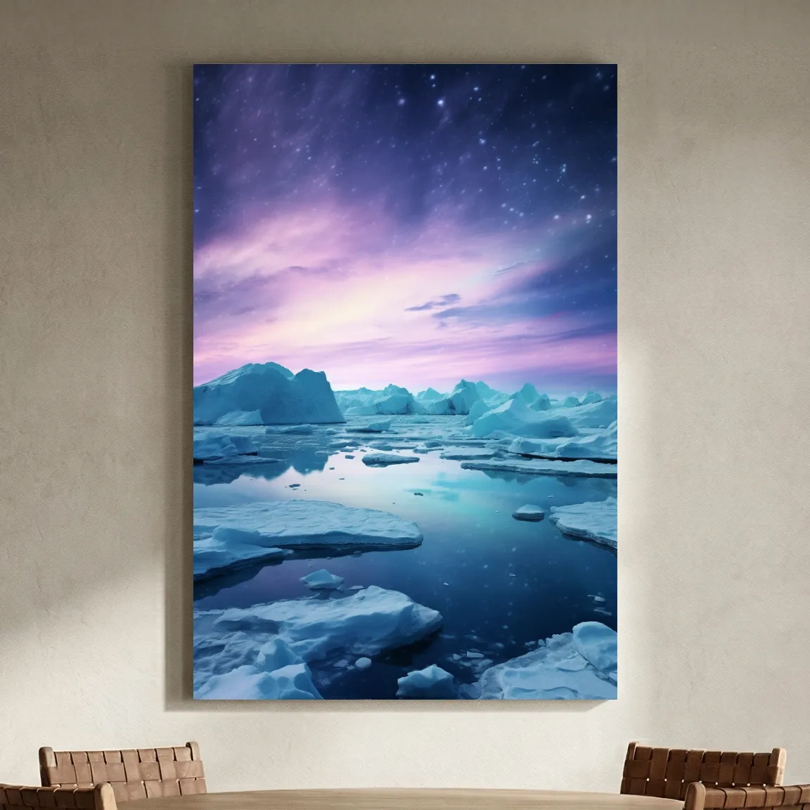 Ethereal Arctic Iceberg Aurora Sky - Dreamy Polar Northern Lights Wall Art