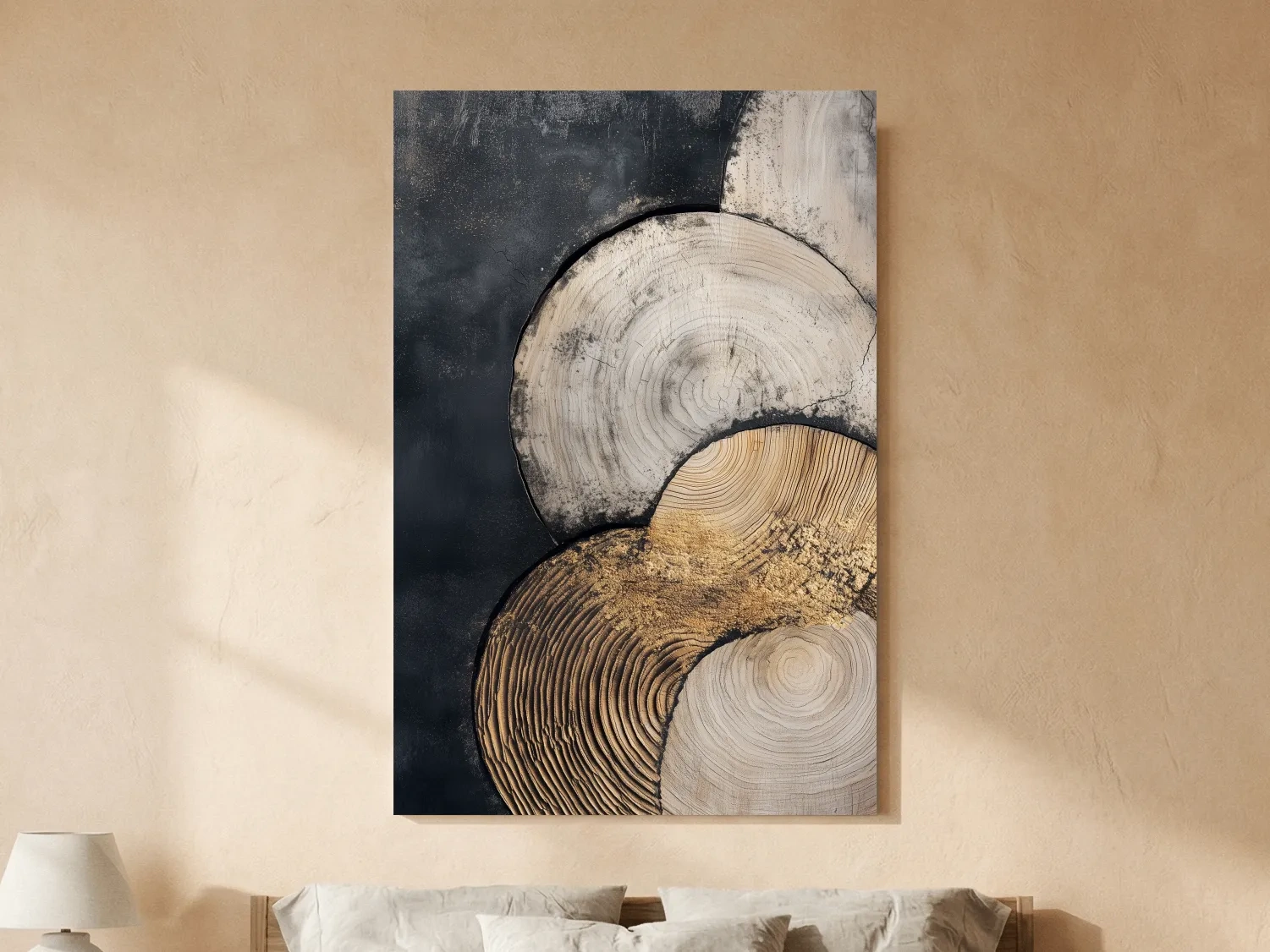 Abstract Wood Grain Texture Circles - Modern Geometric Wall Art