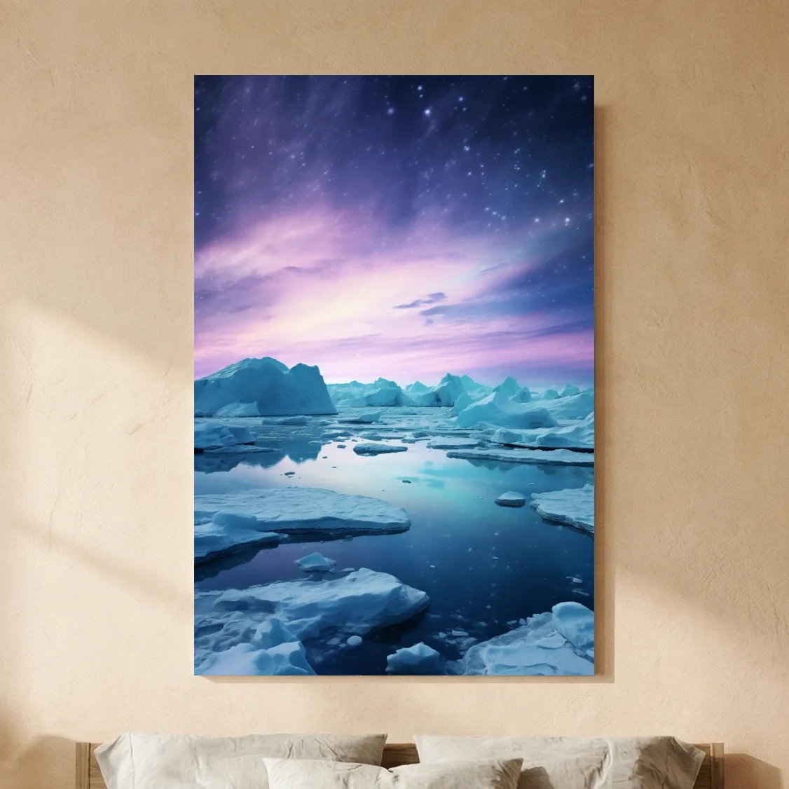 Ethereal Arctic Iceberg Aurora Sky - Dreamy Polar Northern Lights Wall Art