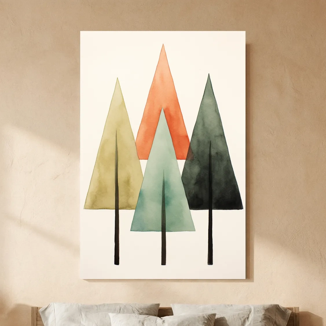 Minimalist Watercolor Pine Tree Trio - Scandinavian Forest Wall Art