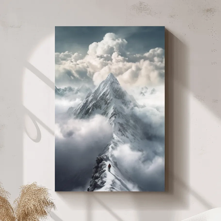 Snowcapped Peak Above The Clouds - Dramatic Alpine Summit Wall Art