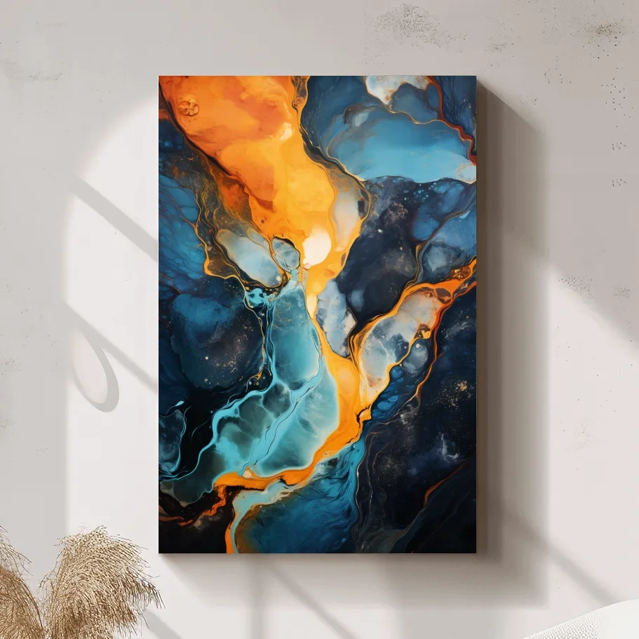 Vibrant Fluid River Abstract Painting - Alcohol Ink Style Wall Art